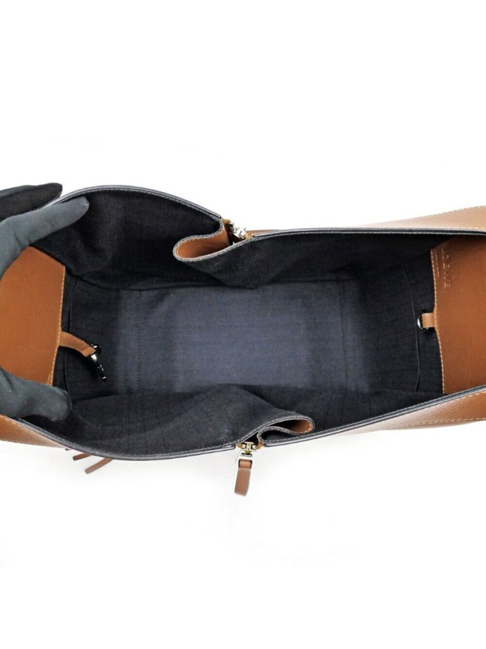 Loewe Hammock Small Bag Tan Brown Silver Anagram Calf Leather Bag - Picture 5 of 10